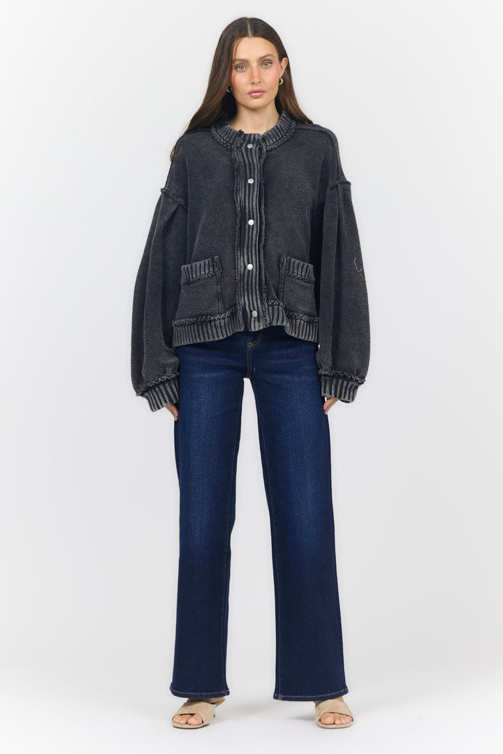 REESE CARDIGAN WASHED BLACK