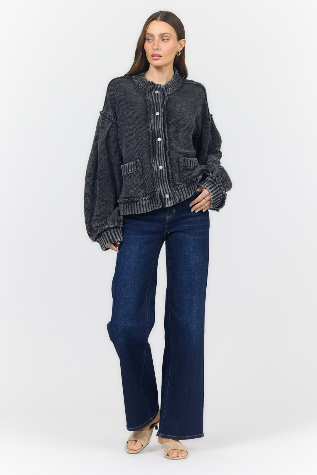 REESE CARDIGAN WASHED BLACK