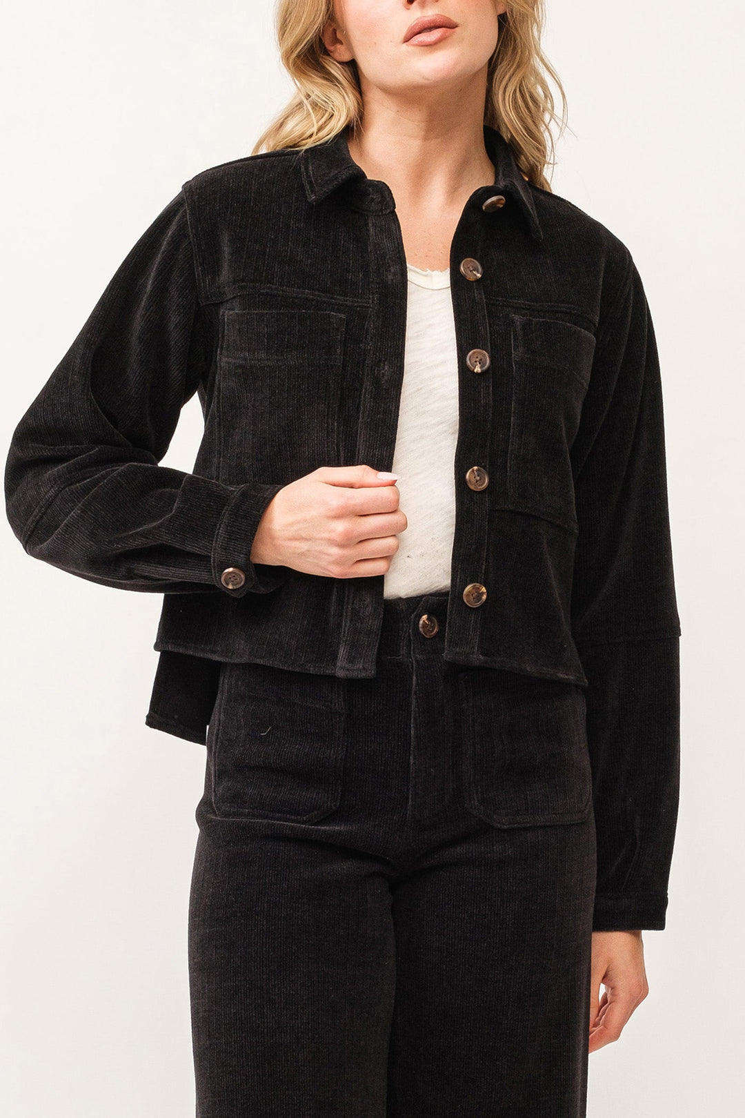 CROPPED GINA LONG SLEEVE JACKET BLACK