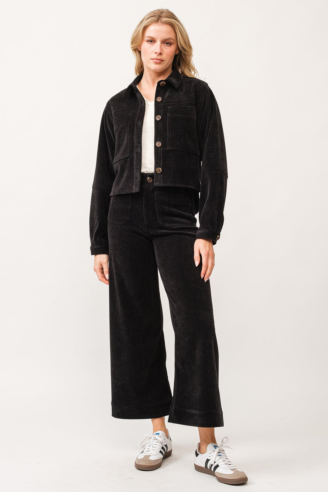 CROPPED GINA LONG SLEEVE JACKET BLACK