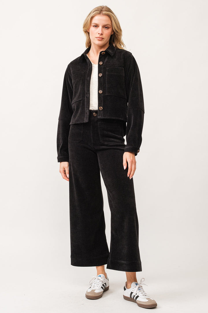 CROPPED GINA LONG SLEEVE JACKET BLACK