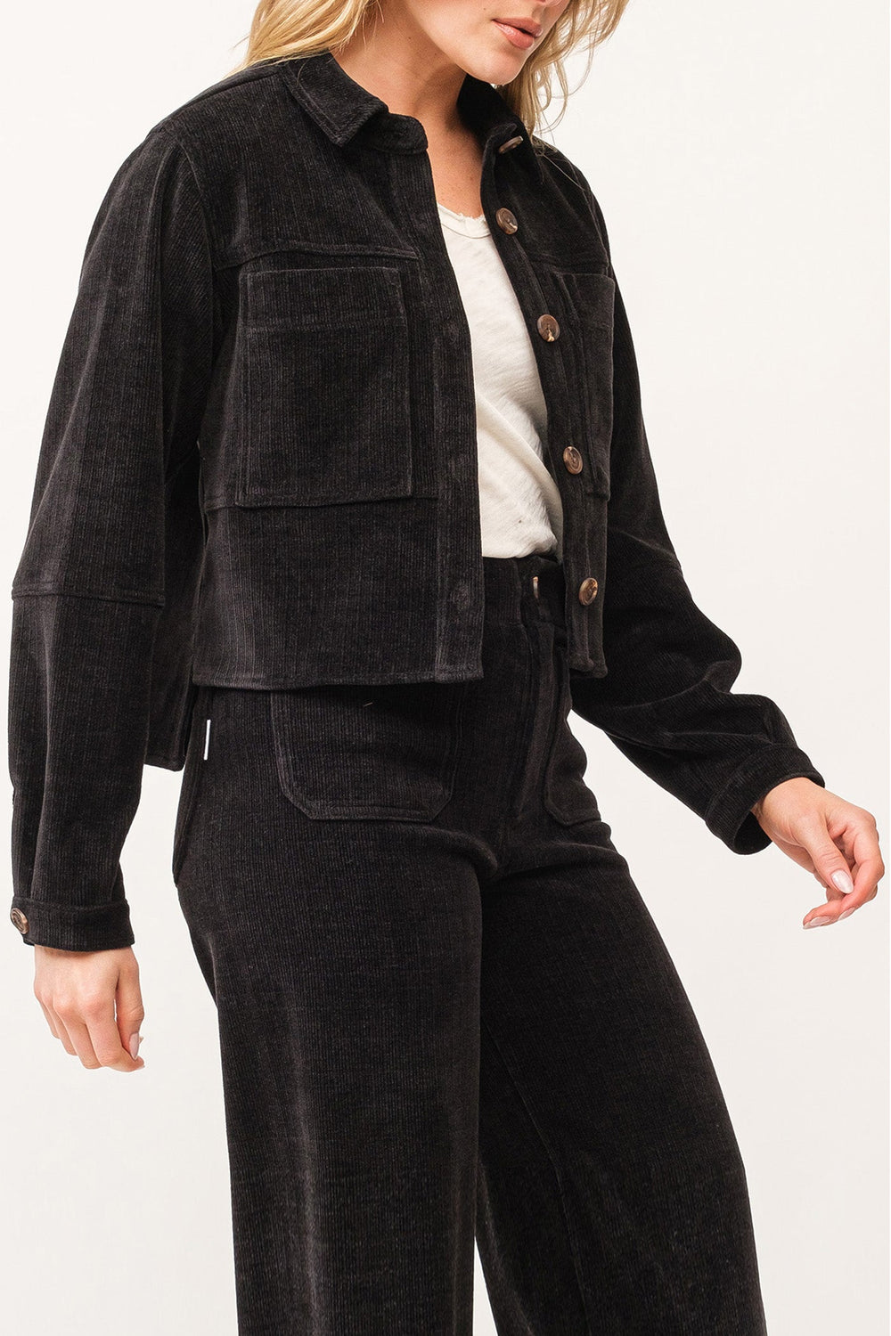 CROPPED GINA LONG SLEEVE JACKET BLACK