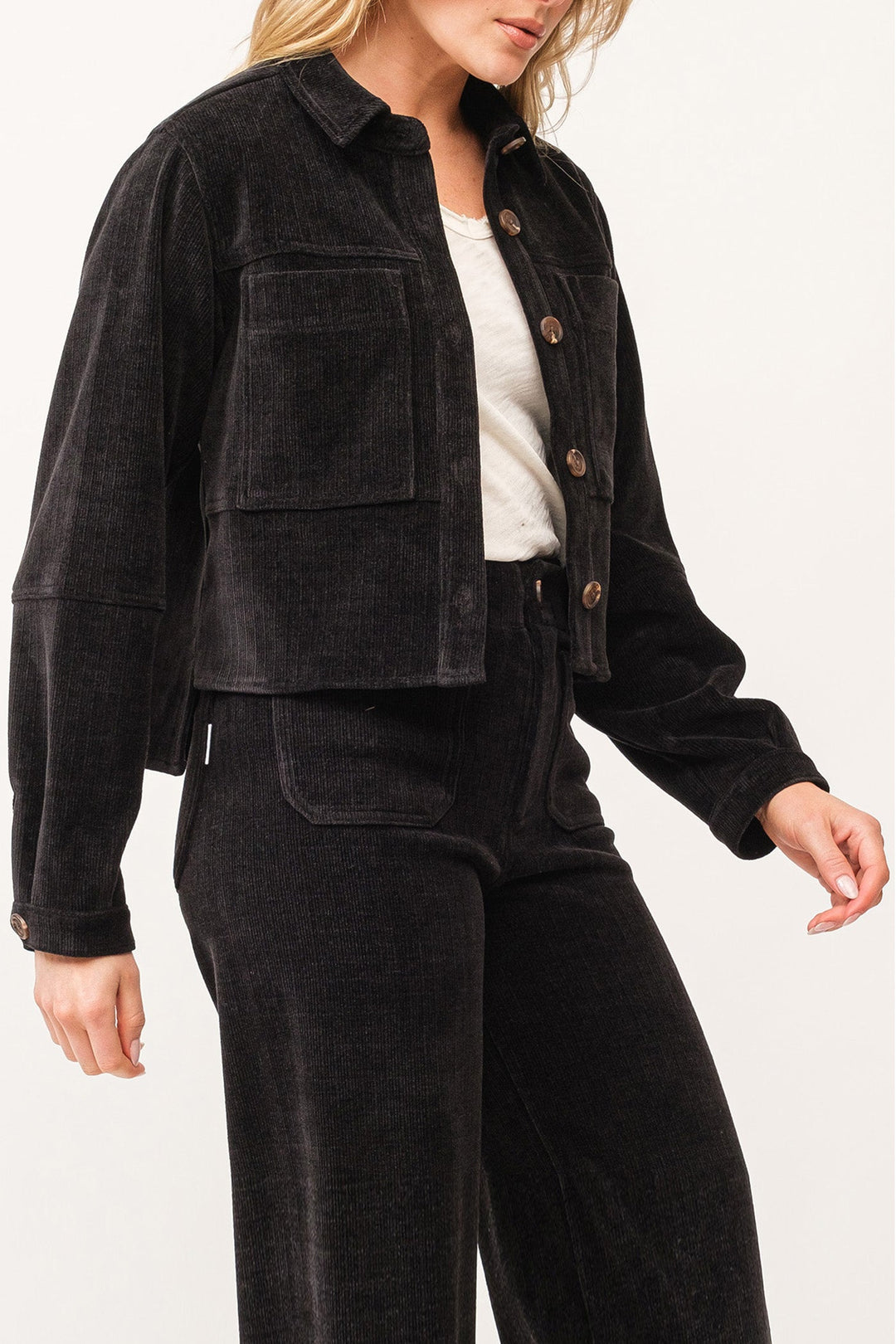 CROPPED GINA LONG SLEEVE JACKET BLACK