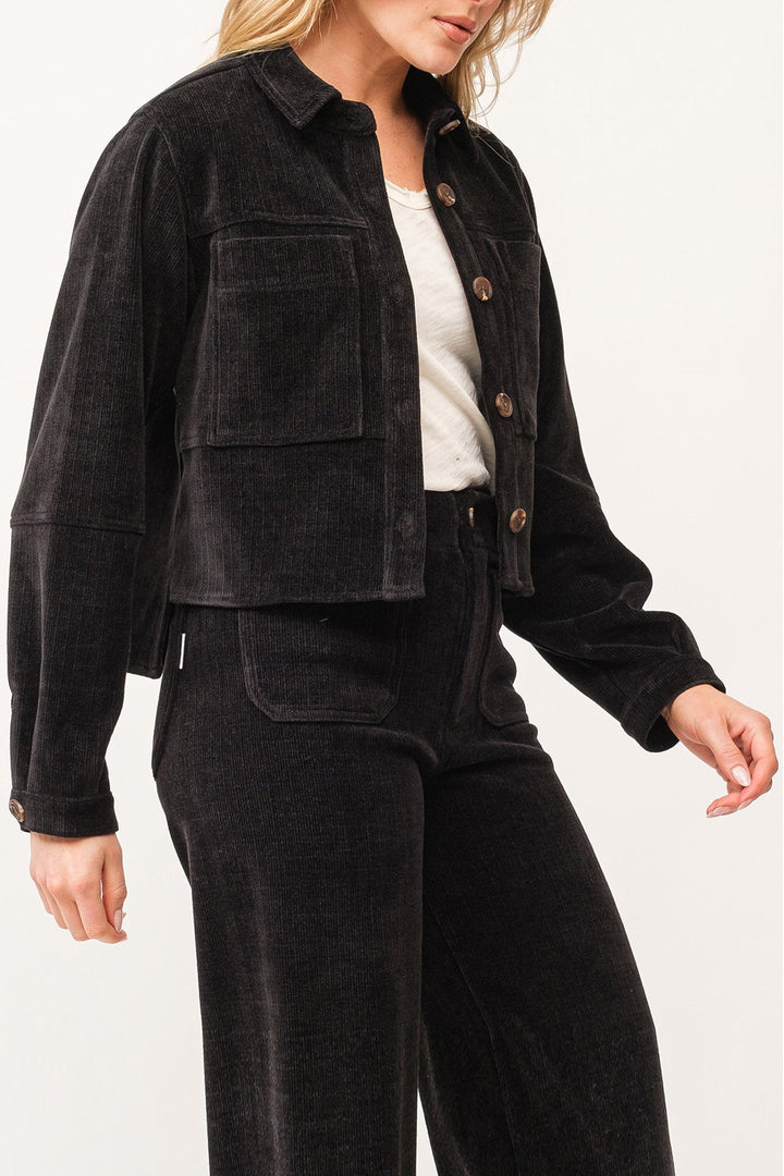 CROPPED GINA LONG SLEEVE JACKET BLACK