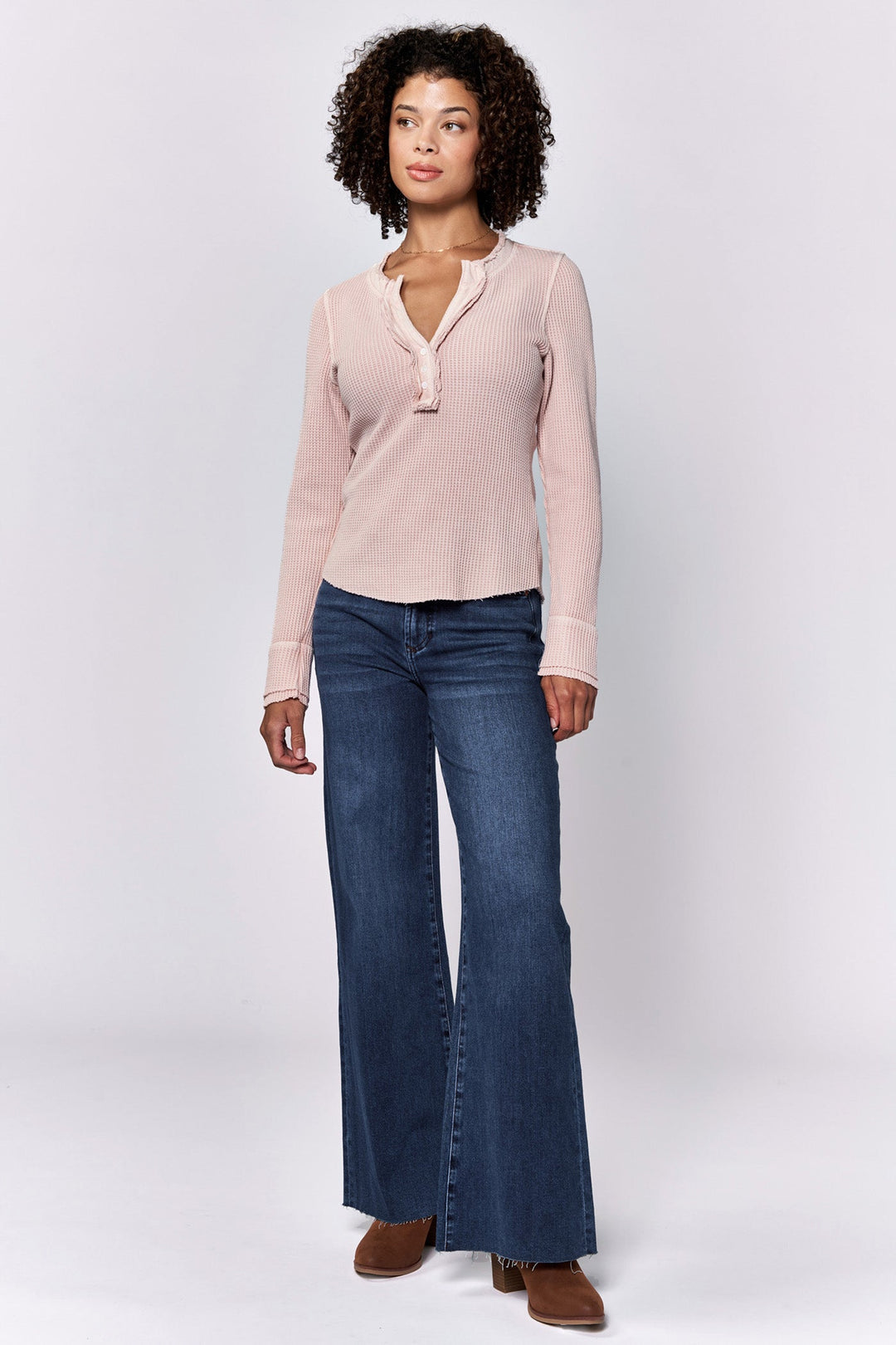 LUNA V-NECK LONG SLEEVE TEE SEPIA ROSE