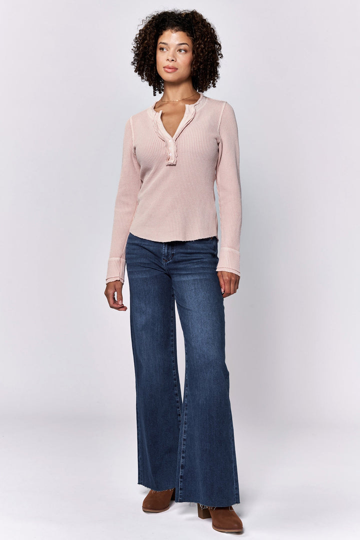 LUNA V-NECK LONG SLEEVE TEE SEPIA ROSE