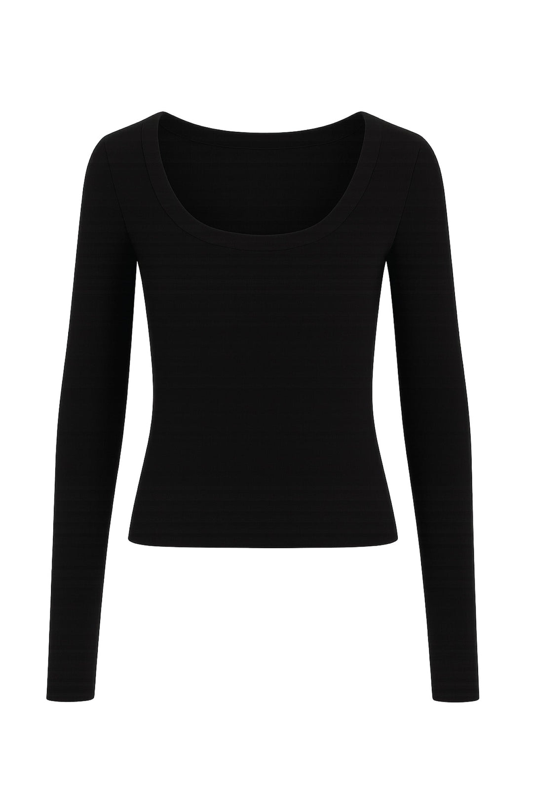SELENE SCOOP NECK LONG SLEEVE TEE BLACK