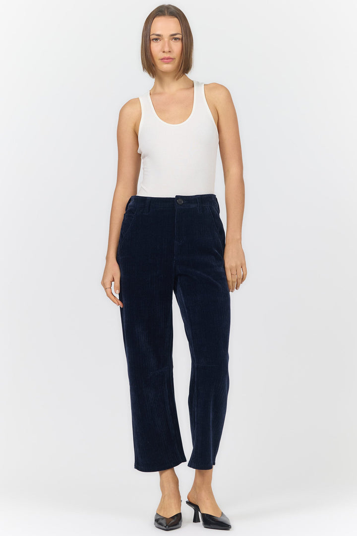 LASSO MID RISE BARREL LEG PANT BLACK IRIS