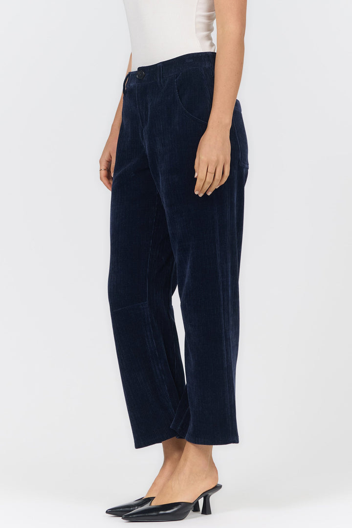 LASSO MID RISE BARREL LEG PANT BLACK IRIS