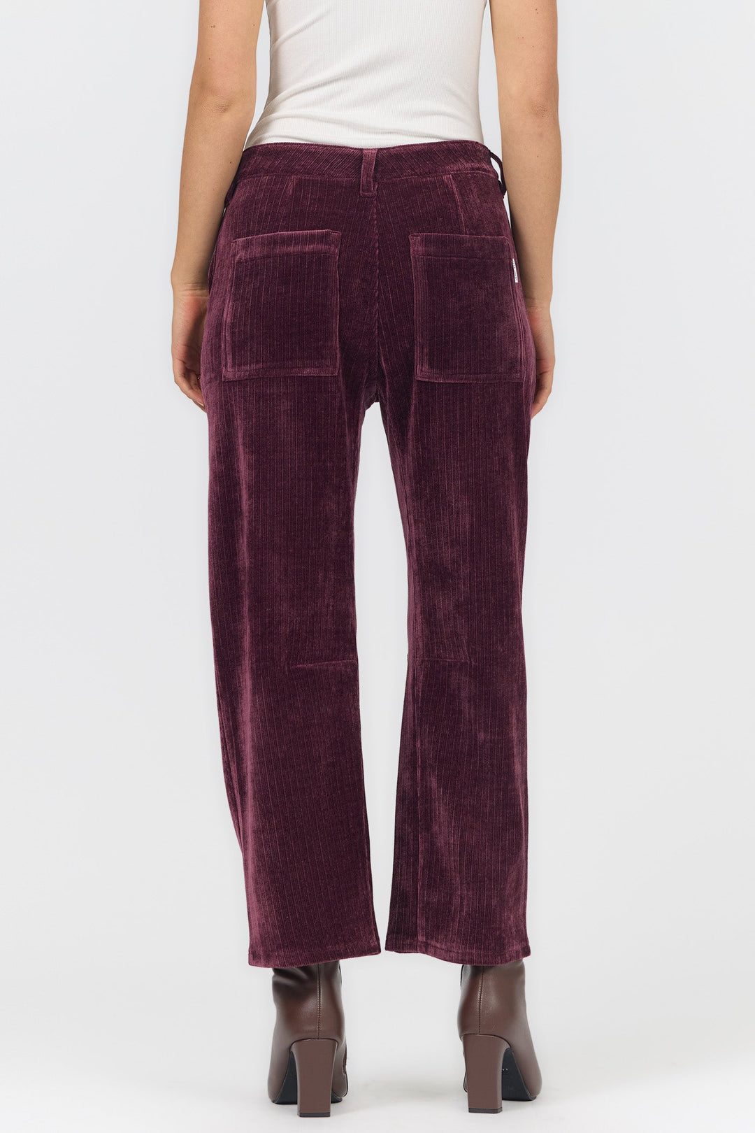 LASSO MID RISE BARREL LEG PANT SHAVED CHOCOLATE