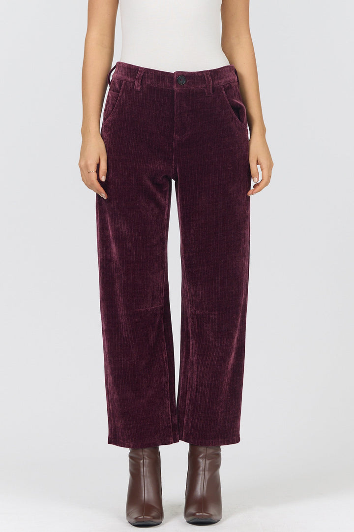 LASSO MID RISE BARREL LEG PANT SHAVED CHOCOLATE
