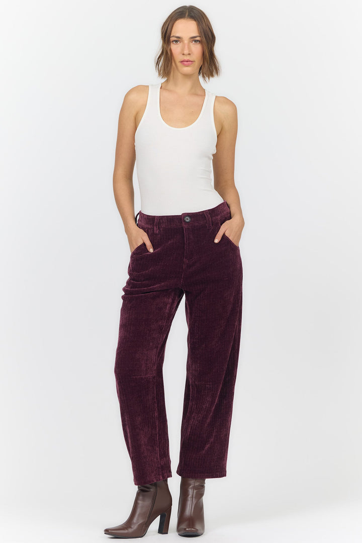 LASSO MID RISE BARREL LEG PANT SHAVED CHOCOLATE