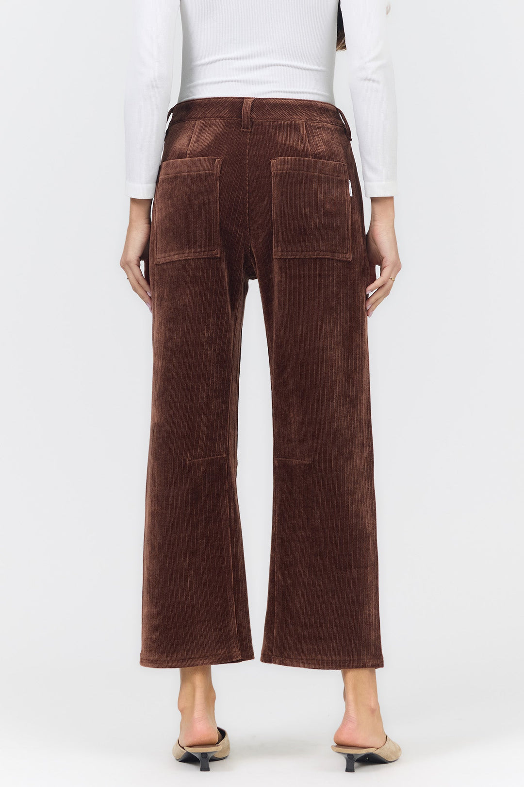 LASSO MID RISE BARREL LEG PANT SHAVED CHOCOLATE