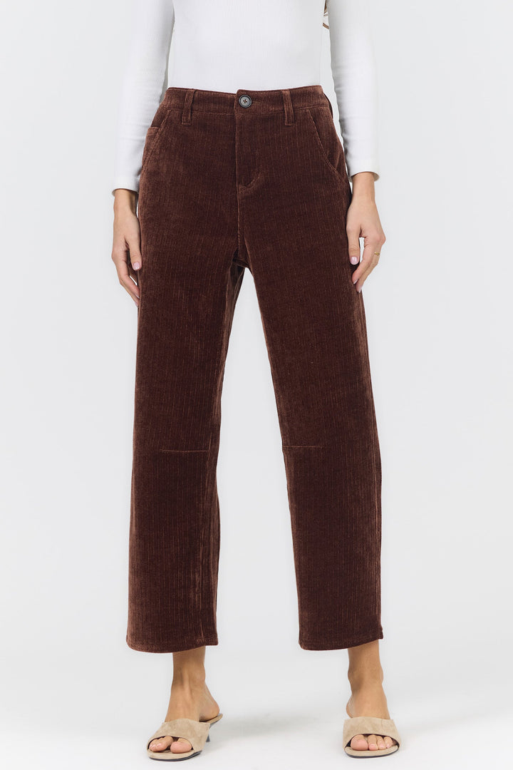 LASSO MID RISE BARREL LEG PANT SHAVED CHOCOLATE