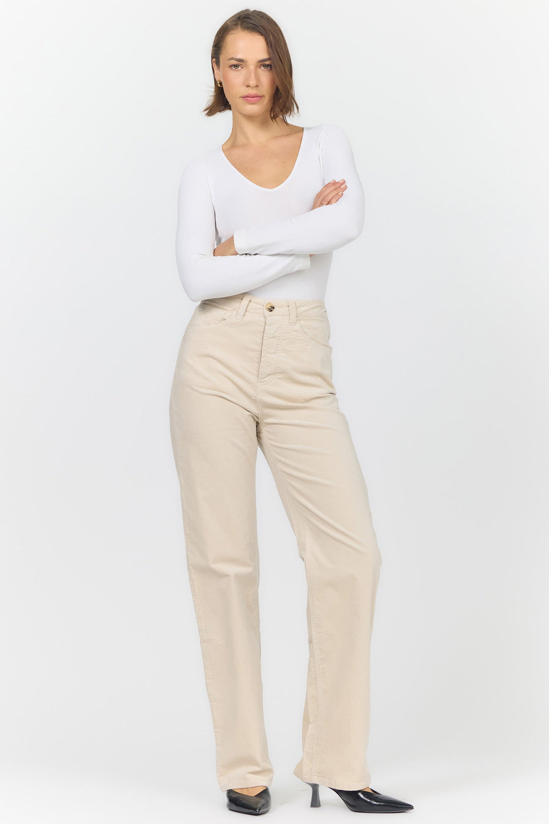 HOLLY HIGH RISE STRAIGHT LEG PANT EGRET
