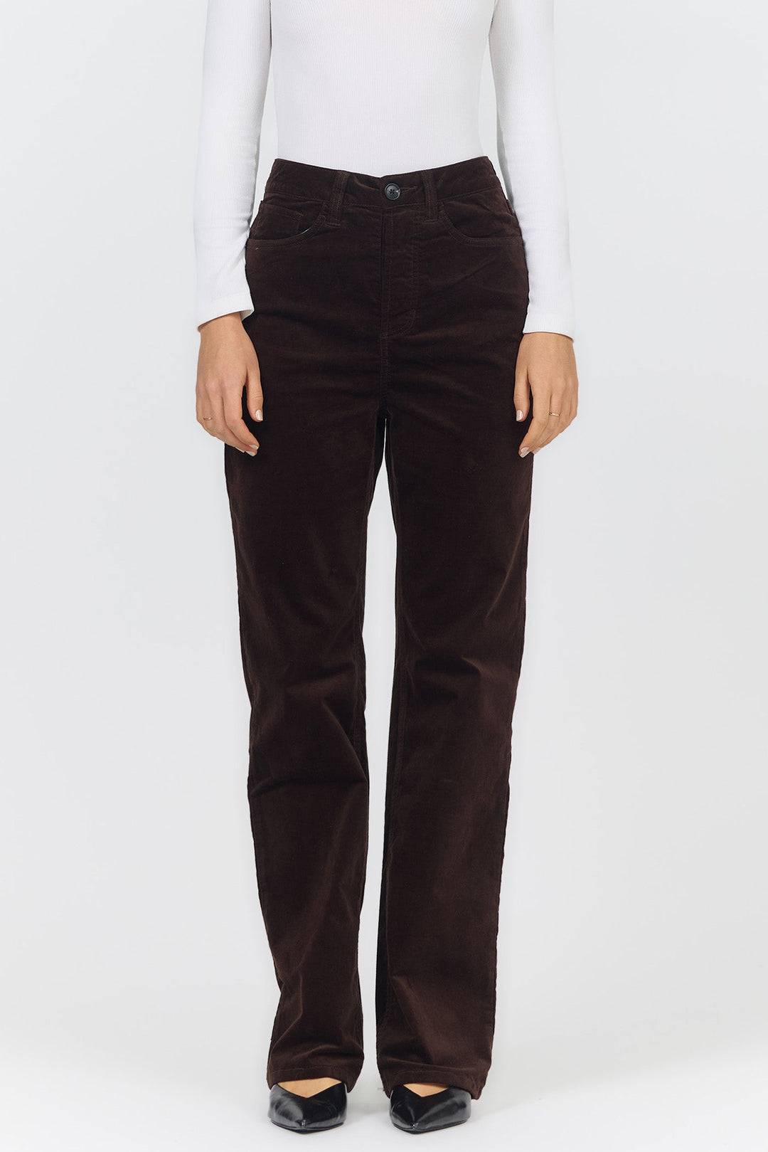 HOLLY HIGH RISE STRAIGHT LEG PANT SHAVED CHOCOLATE