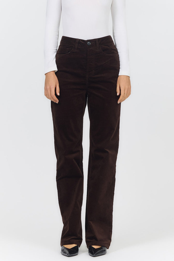 HOLLY HIGH RISE STRAIGHT LEG PANT SHAVED CHOCOLATE