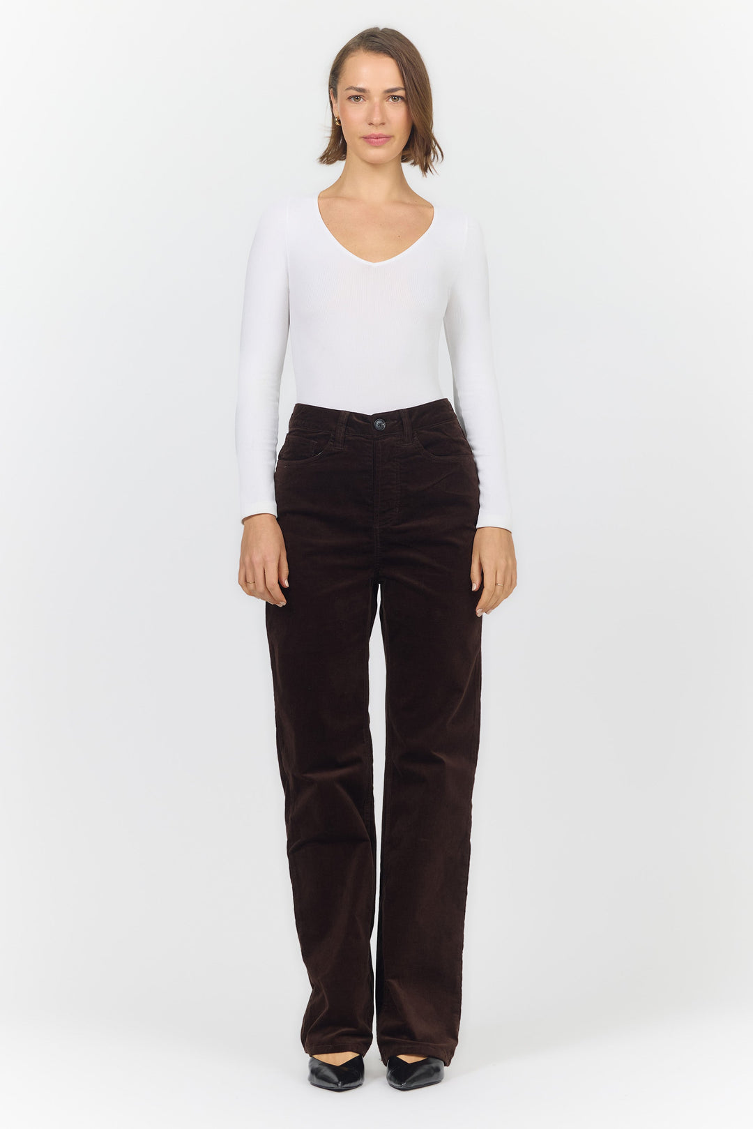 HOLLY HIGH RISE STRAIGHT LEG PANT SHAVED CHOCOLATE