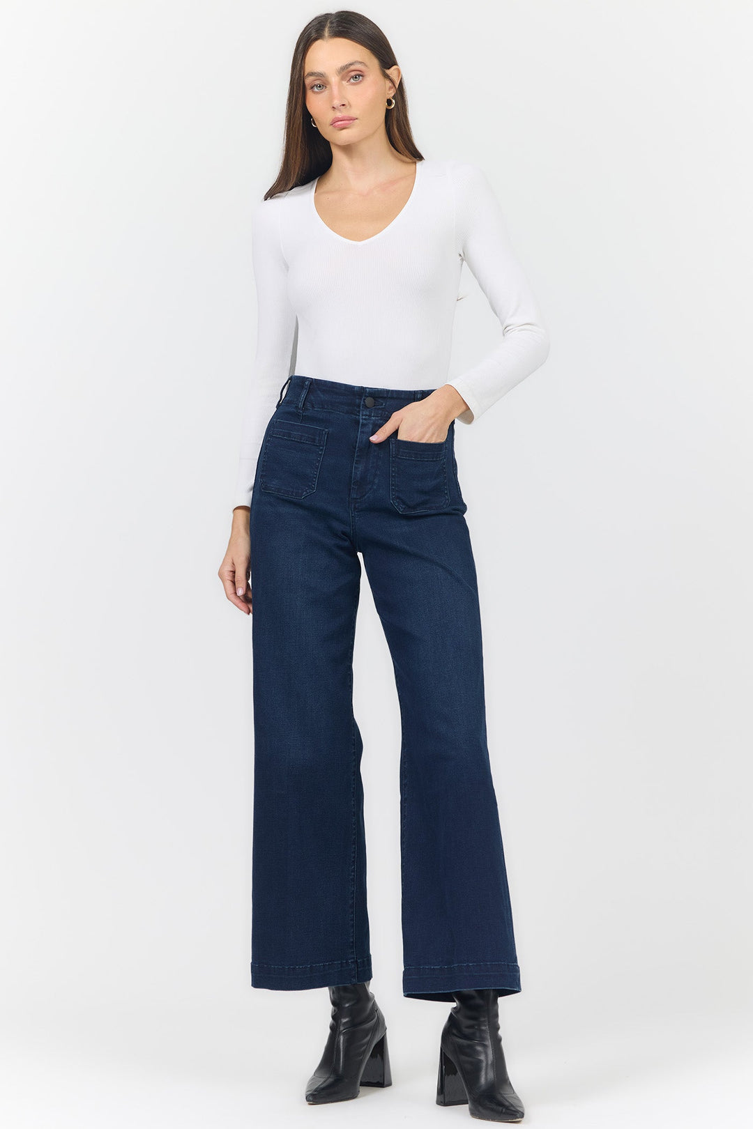 AUDREY HIGH RISE WIDE LEG JEAN ROSELLE