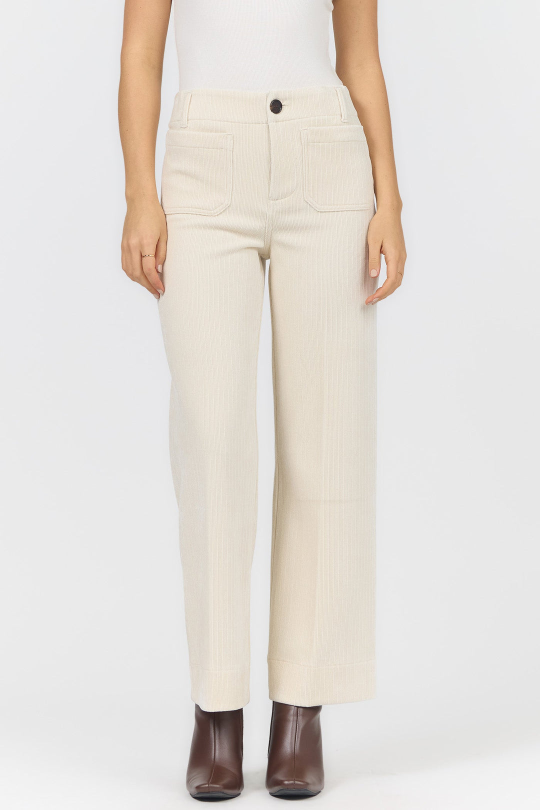 AUDREY HIGH RISE WIDE LEG PANT EGRET
