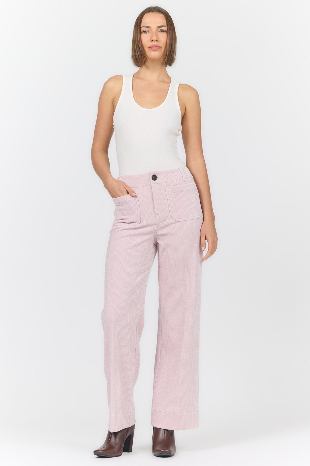 AUDREY HIGH RISE WIDE LEG PANT PALE LILAC