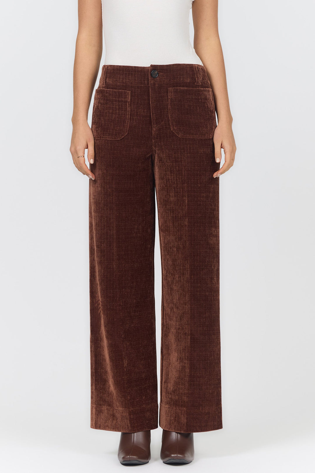 AUDREY HIGH RISE WIDE LEG PANT SHAVED CHOCOLATE