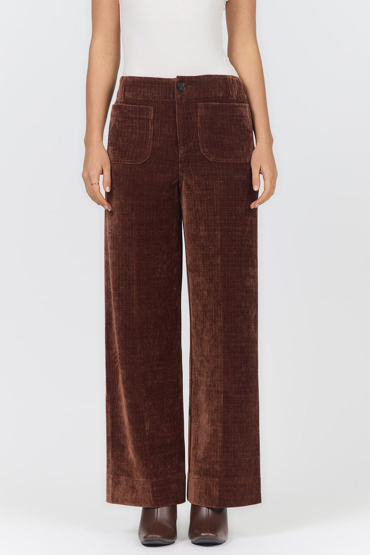 AUDREY HIGH RISE WIDE LEG PANT SHAVED CHOCOLATE