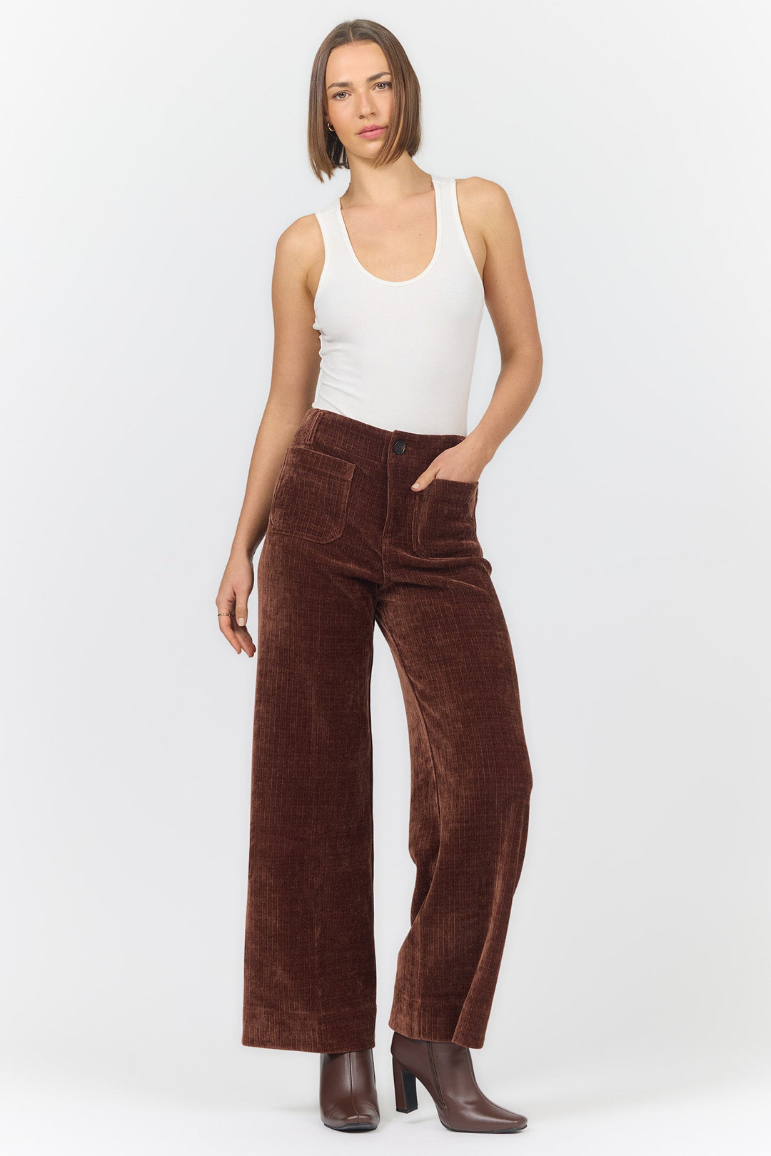 AUDREY HIGH RISE WIDE LEG PANT SHAVED CHOCOLATE