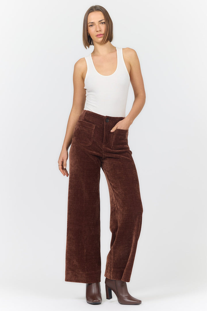 AUDREY HIGH RISE WIDE LEG PANT SHAVED CHOCOLATE