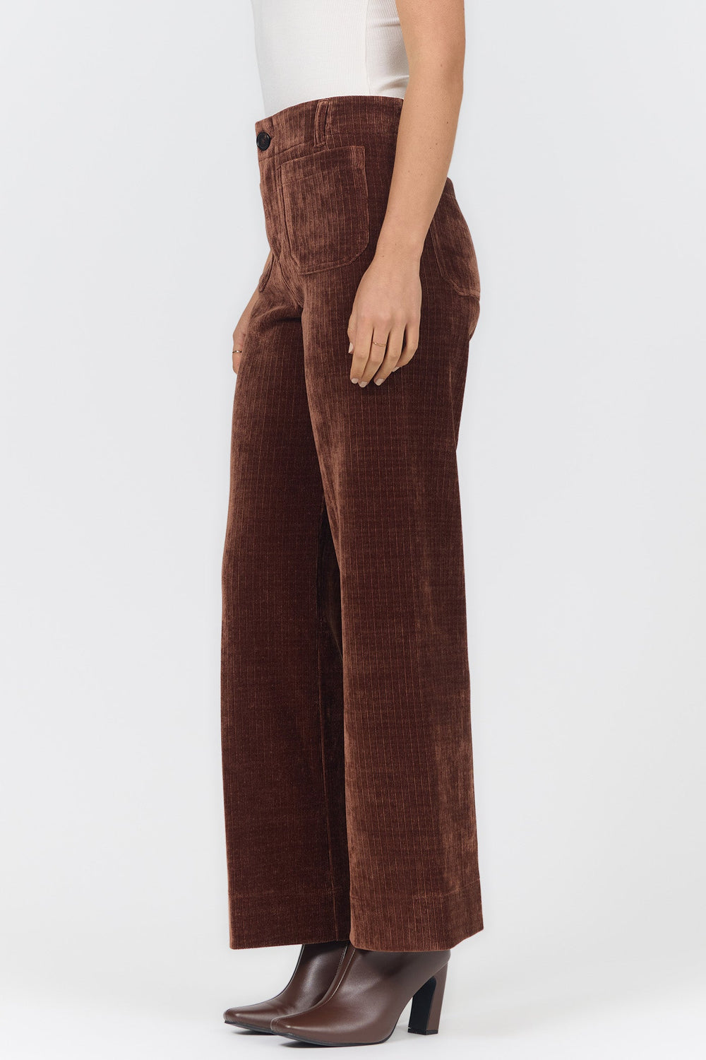 AUDREY HIGH RISE WIDE LEG PANT SHAVED CHOCOLATE