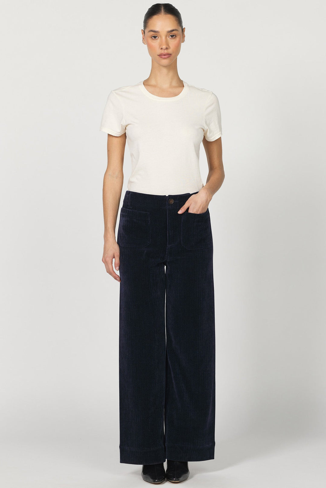 AUDREY HIGH RISE WIDE LEG PANT BLACK IRIS