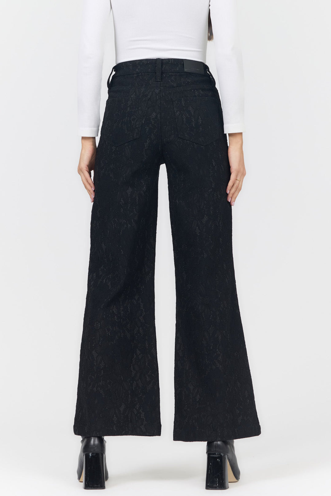 FIONA HIGH RISE WIDE LEG PANT BLACK LACE