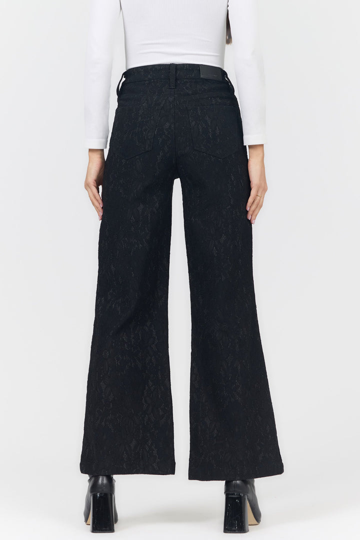 FIONA HIGH RISE WIDE LEG PANT BLACK LACE