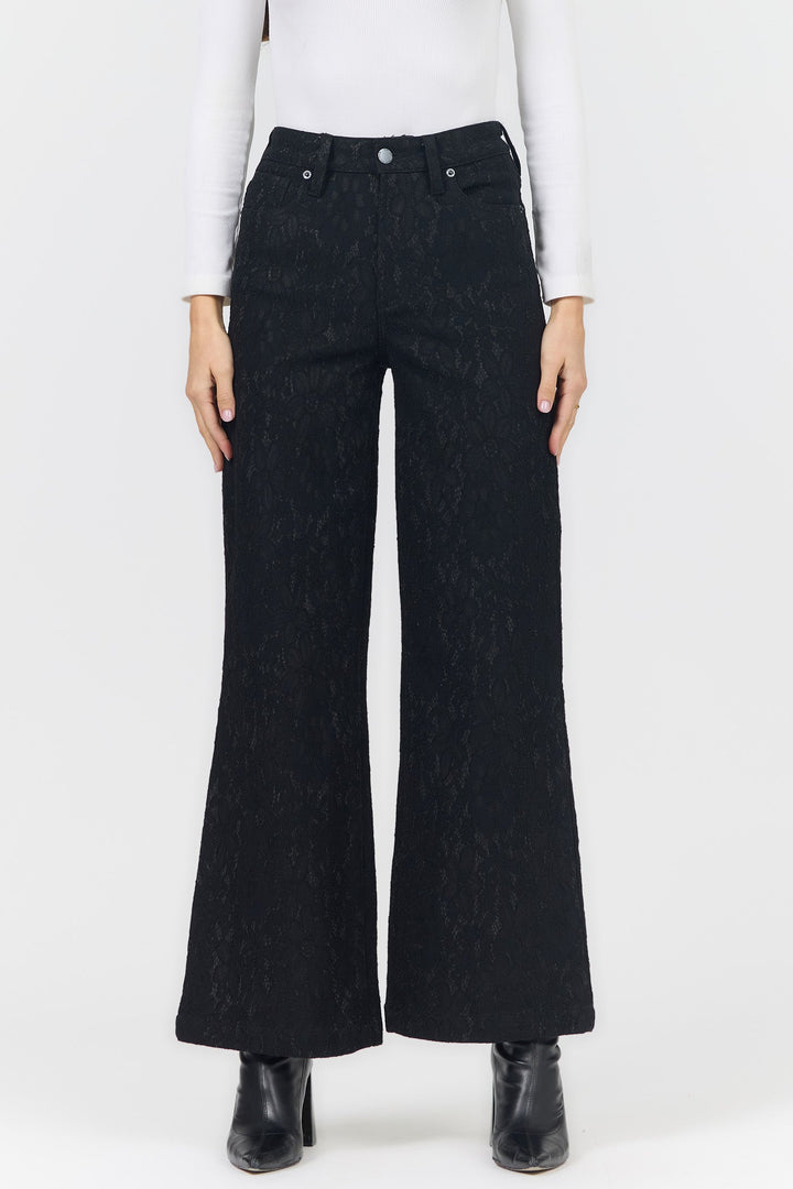 FIONA HIGH RISE WIDE LEG PANT BLACK LACE