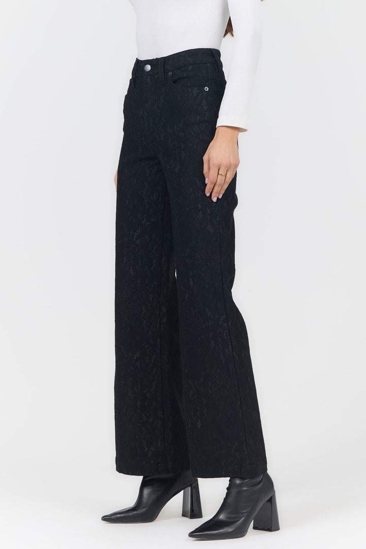 FIONA HIGH RISE WIDE LEG PANT BLACK LACE