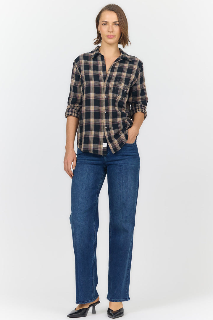 GALINA LONG SLEEVE SHIRTS MIDNIGHT ECLIPSE PLAID