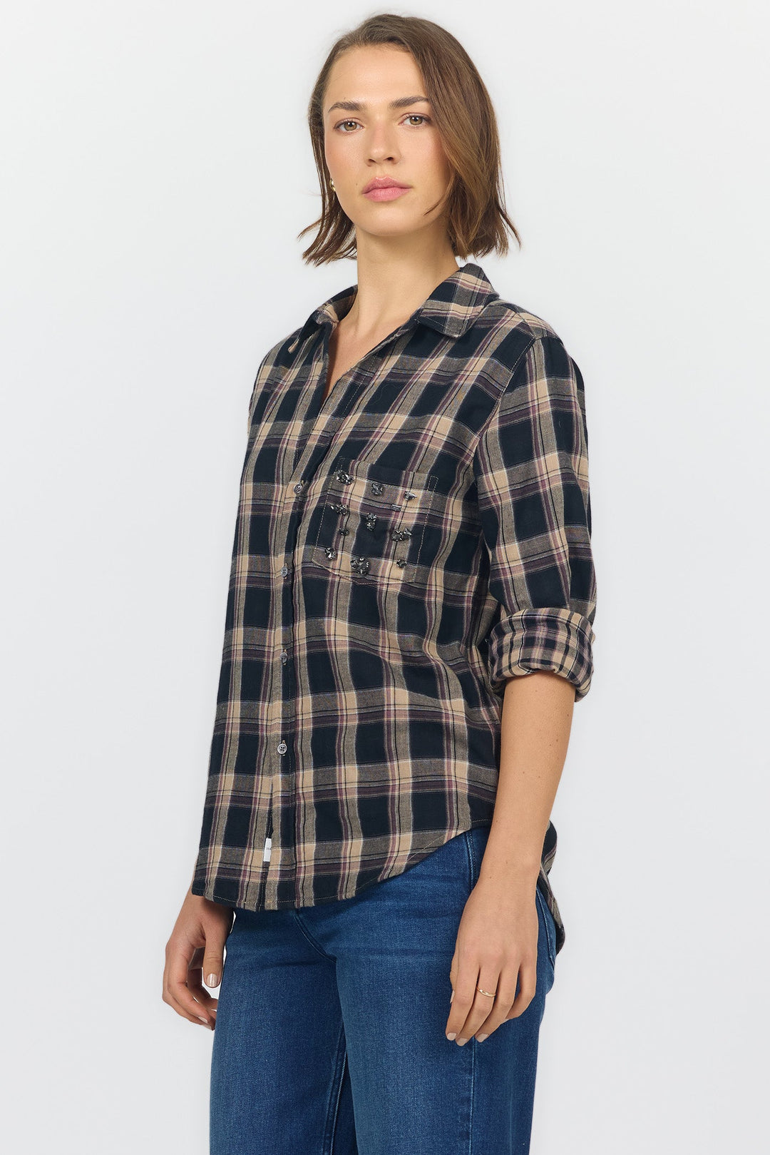 GALINA LONG SLEEVE SHIRTS MIDNIGHT ECLIPSE PLAID