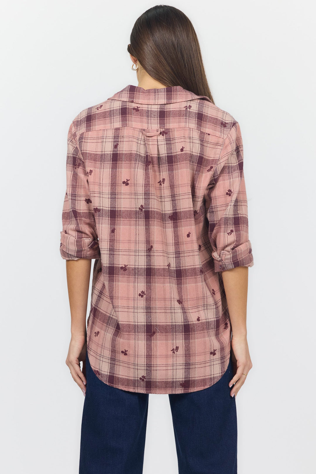 GALINA V-NECK LONG SLEEVE SHIRTS ROSEBURY PLAID