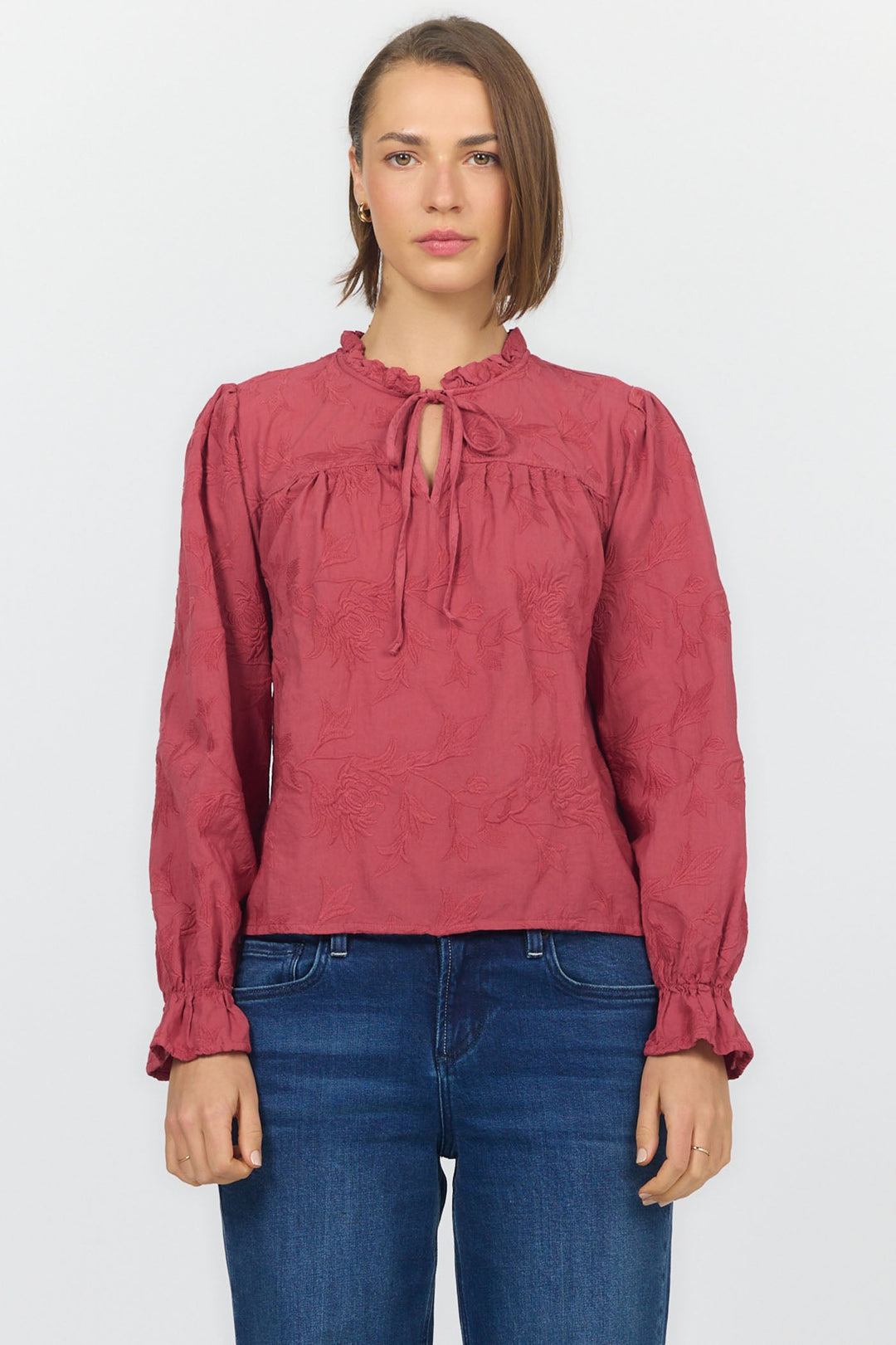 AZALEA LONG SLEEVE BLOUSE RED