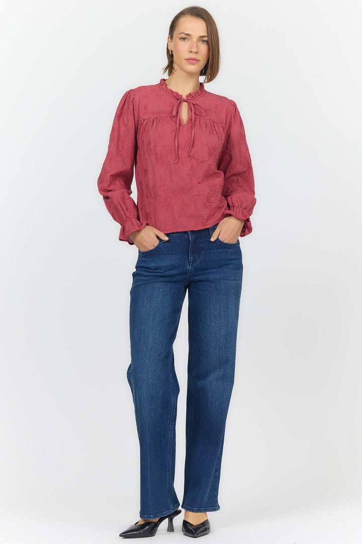 AZALEA LONG SLEEVE BLOUSE RED