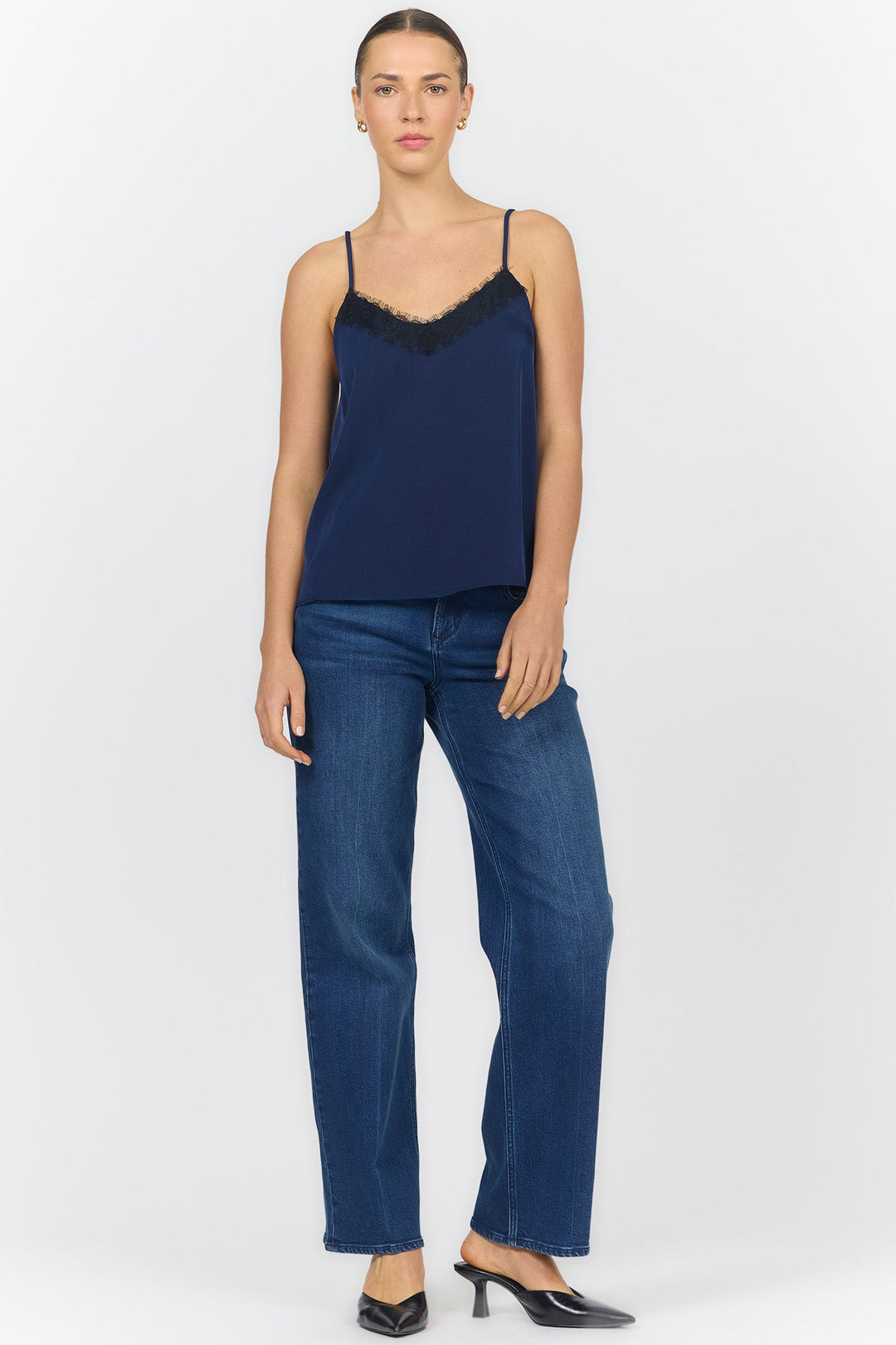 ALEXANDRIA V-NECK SLEEVELESS TANK BLACK IRIS