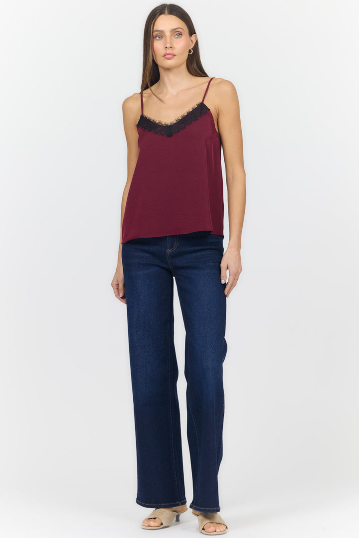 ALEXANDRIA V-NECK SLEEVELESS TANK CHERRY TEA