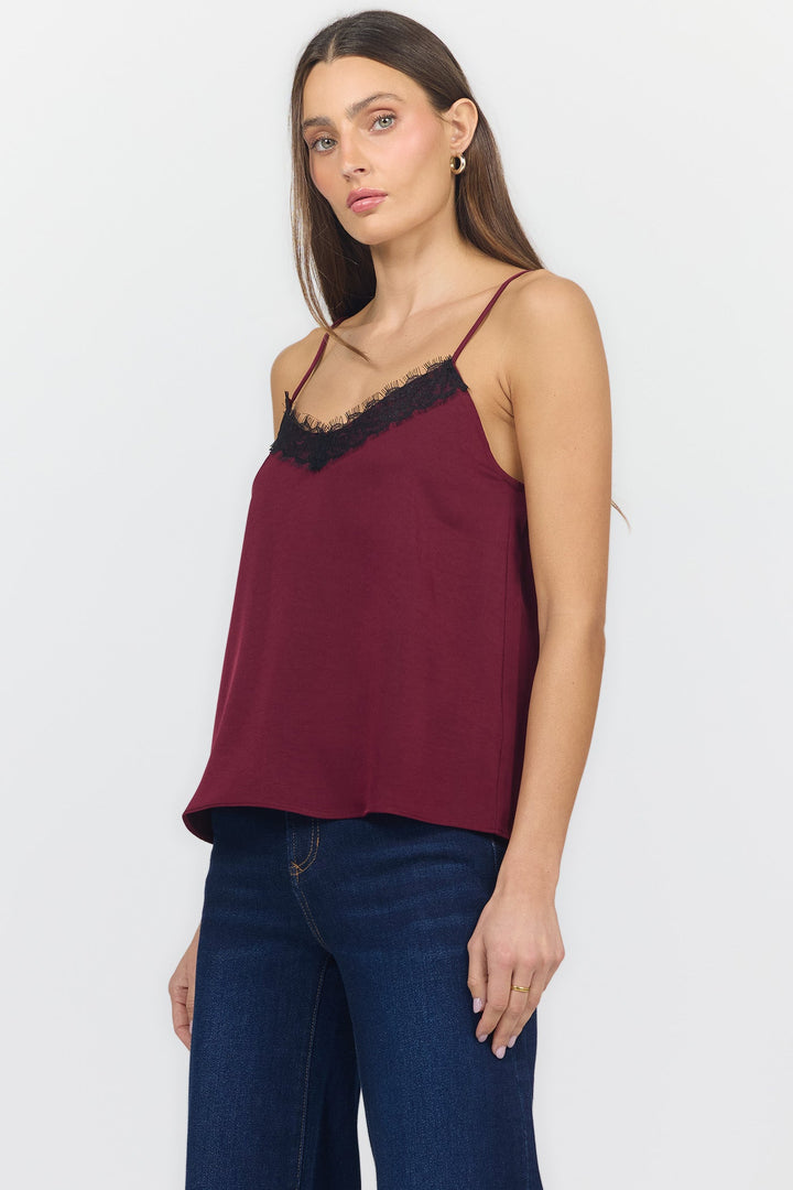 ALEXANDRIA V-NECK SLEEVELESS TANK CHERRY TEA