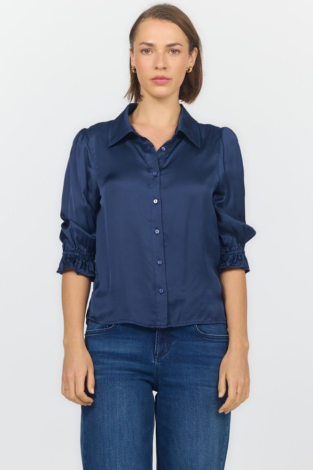 AMALI ELBOW SLEEVE BLOUSE BLACK IRIS