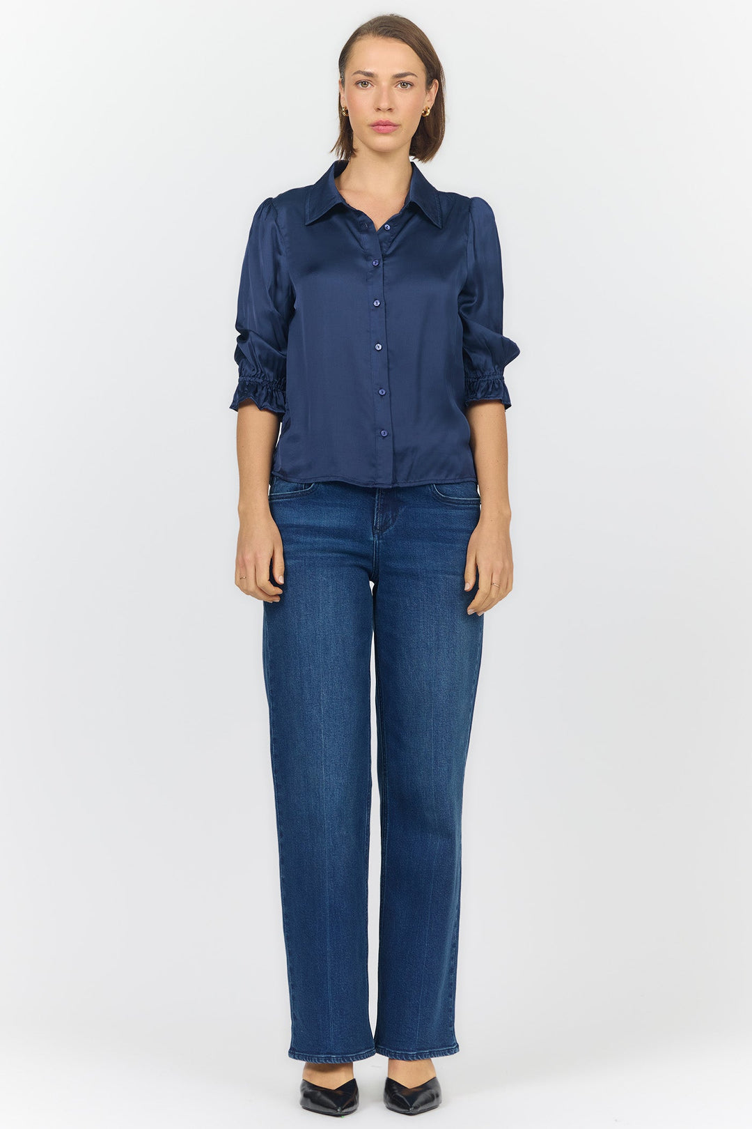 AMALI ELBOW SLEEVE BLOUSE BLACK IRIS
