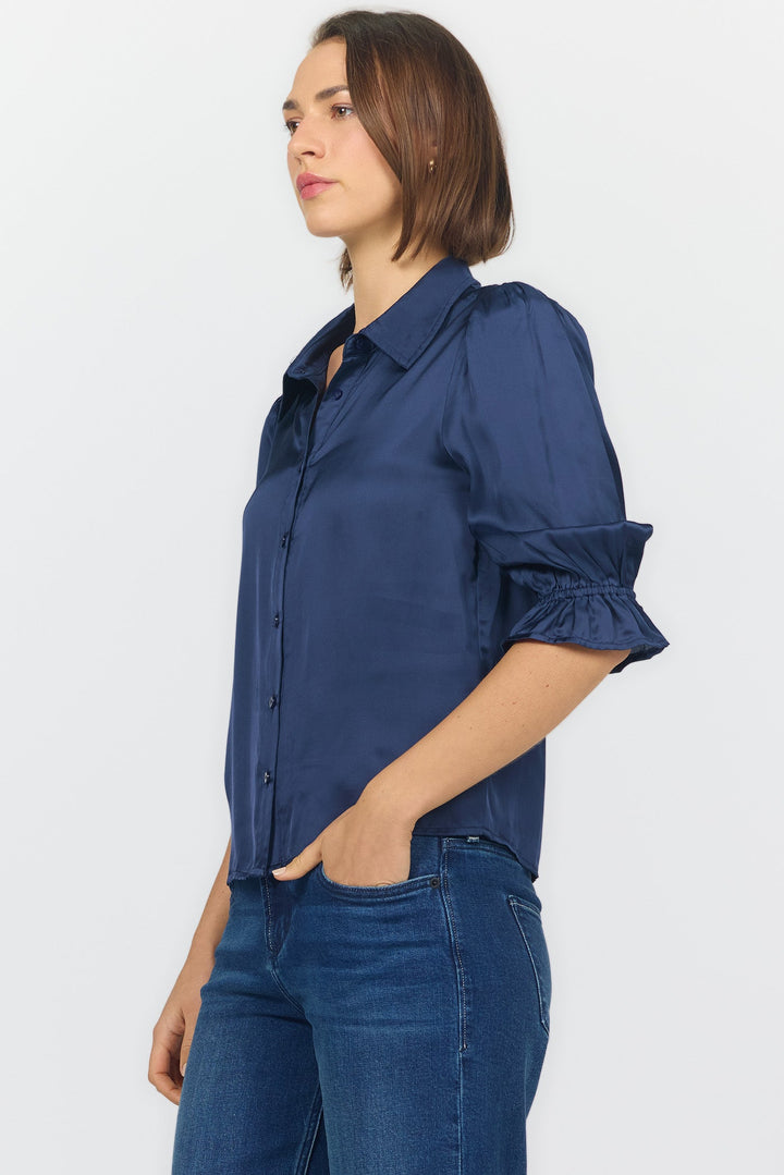 AMALI ELBOW SLEEVE BLOUSE BLACK IRIS
