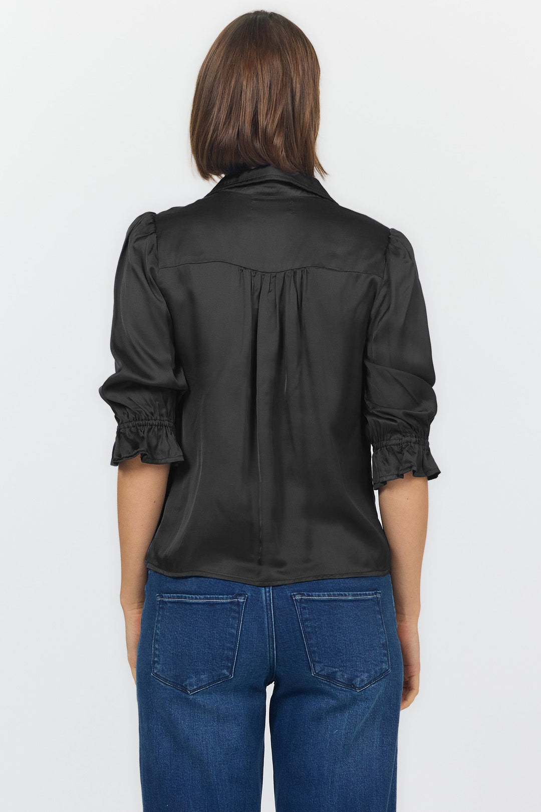 AMALI ELBOW SLEEVE BLOUSE BLACK