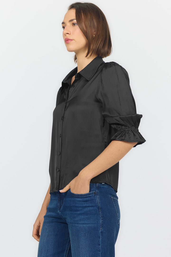 AMALI ELBOW SLEEVE BLOUSE BLACK