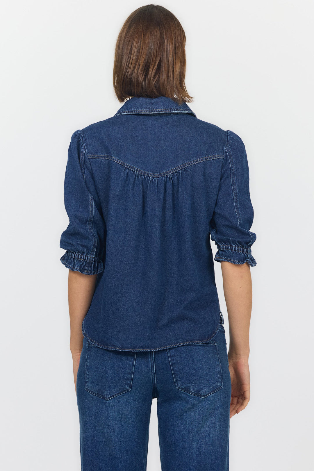 ANTONIA ELBOW SLEEVE BLOUSE DARK COBALT