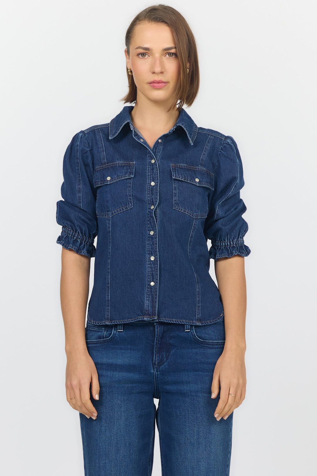 ANTONIA ELBOW SLEEVE BLOUSE DARK COBALT